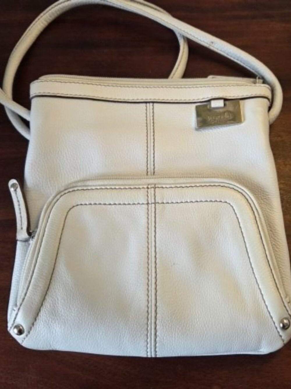 Tignanello white leather crossbody purse